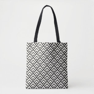 Tote Bag Motif géométrique noir et blanc