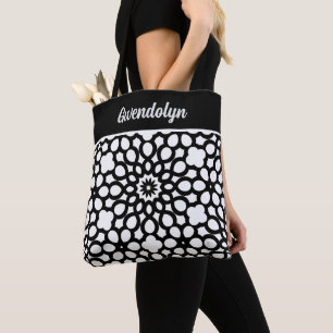 Tote Bag Motif géométrique noir et blanc au quotidien