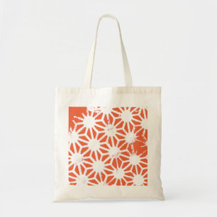 Tote Bag Motif géométrique orange et blanc