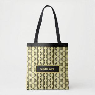 Tote Bag Motif géométrique ovale noir et jaune moderne