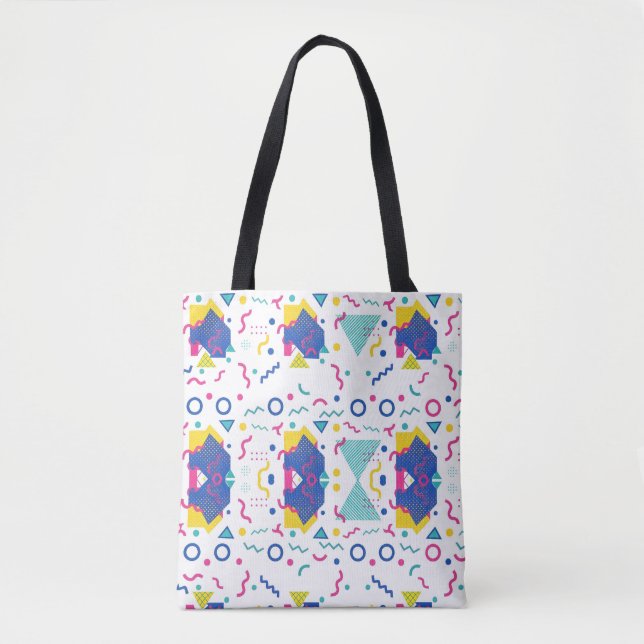 Tote Bag Motif géométrique Retro Memphis (Devant)