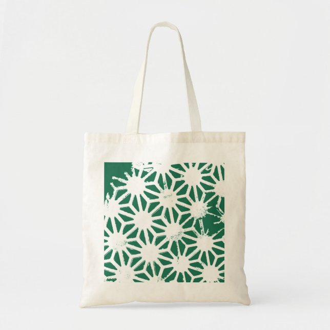 Tote Bag Motif géométrique vert et blanc (Devant)