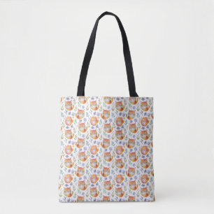 Tote Bag Motif Ginger Cat et Fleurs