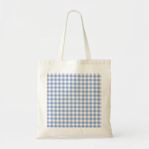 Tote Bag Motif Gingham Bleu Clair Imprimé Carreaux Classiqu