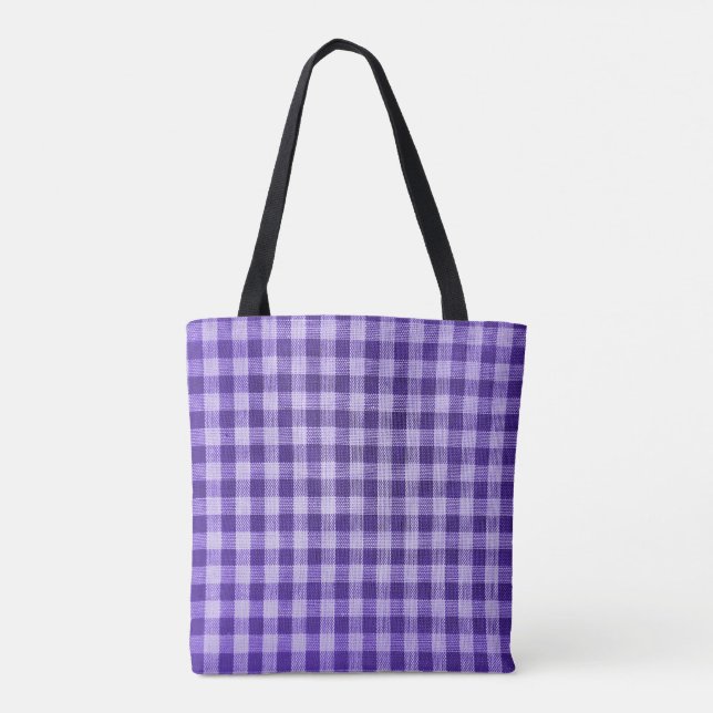 Tote Bag motif gingham violet (Dos)
