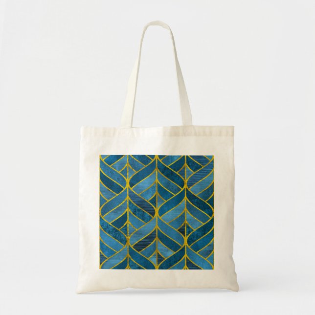 Tote Bag Motif Gold Blue Grunge (Devant)