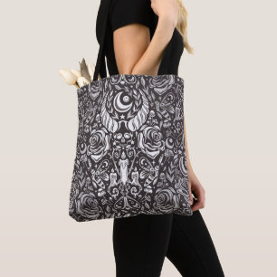 Tote Bag Motif gothique monochrome