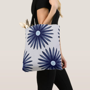 Tote Bag Motif graphique à fleurs bleues
