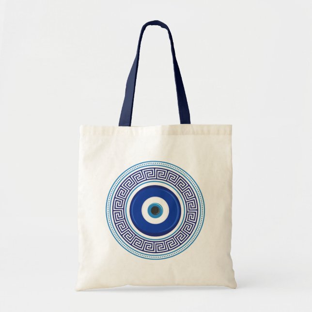 Tote Bag Motif grec mal oeil Nazar (Devant)