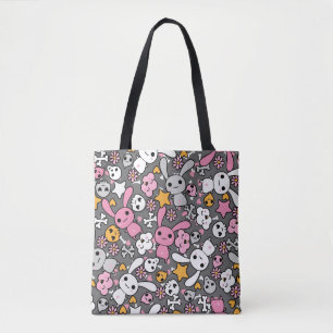 Tote Bag motif gris de kawaii