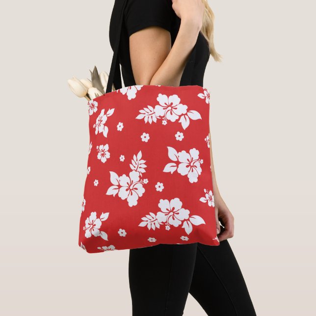 Tote Bag Motif hawaïen Aloha Red Classic (De près)