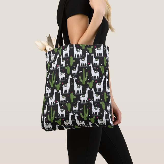 Tote Bag Motif heureux de lama (De près)