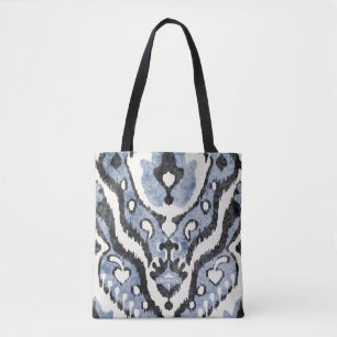 Tote Bag Motif Ikat Ikat bleu foncé personnalisé