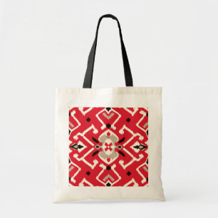 Tote Bag Motif ikat vibrant en rouge, blanc et noir