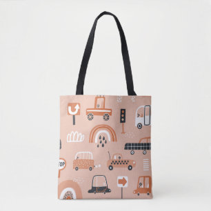 Tote Bag Motif impeccable avec des voitures de jouets. Cart