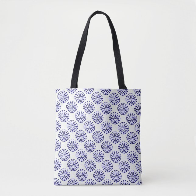 Tote Bag Motif indigo bleu foncé rayé sur blanc (Devant)