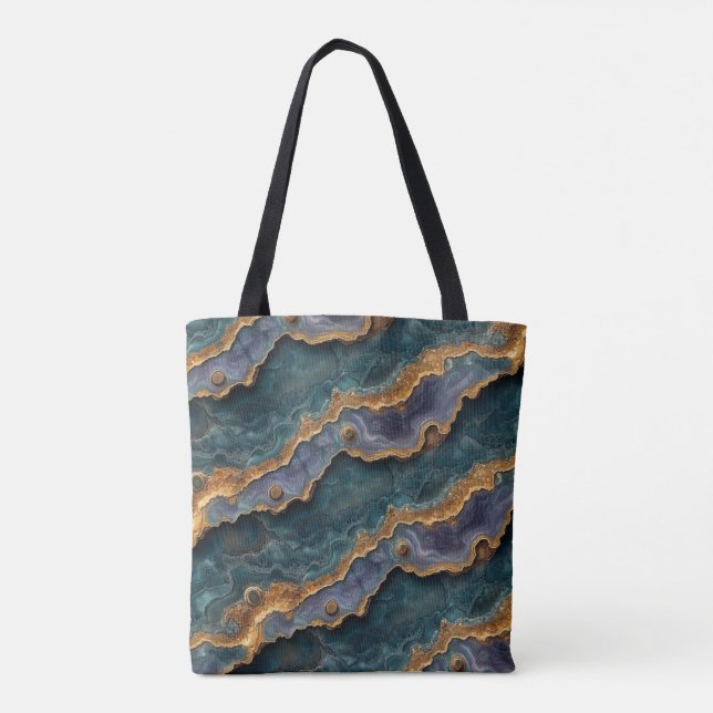 Tote Bag Motif intérieur pourpre et Turquoise Rock (Dos)