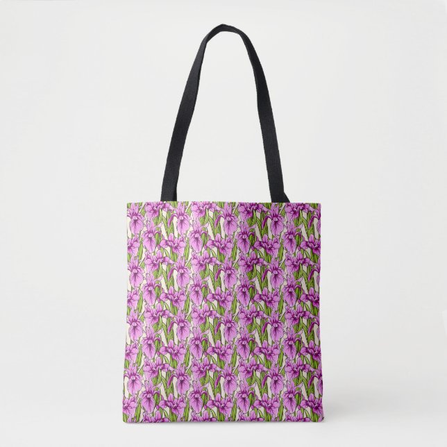 Tote Bag Motif irlandais sauvage Fuchsia sur jaune pâle (Devant)