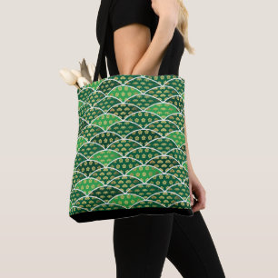Tote Bag Motif japonais vert traditionnellement favorable