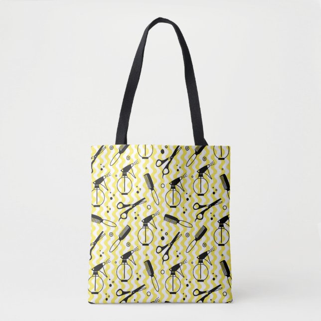 Tote Bag Motif jaune d'outil de coiffeur (Devant)