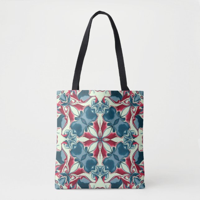 Tote Bag Motif Kaleidoscope rouge et bleu #1 (Devant)