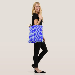 Tote Bag Motif Kente bleu et blanc coloré