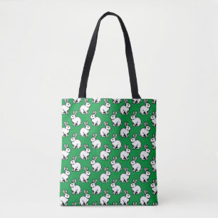 Tote Bag Motif lapins - Noir et blanc avec Kelly Green