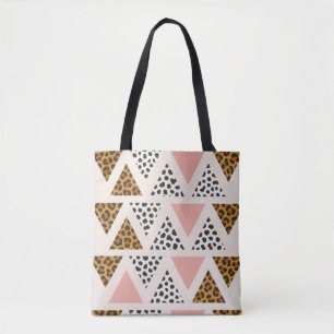 Tote Bag Motif Léopard Chic et Triangle Rose