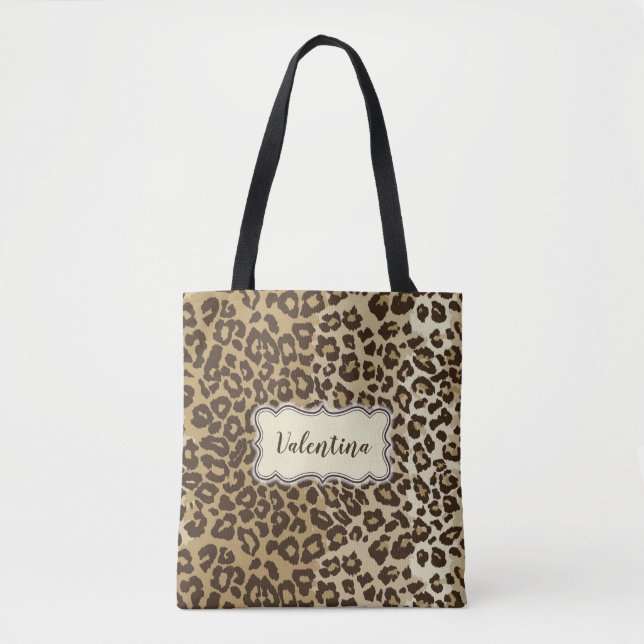 Tote Bag Motif Leopard classique avec nom personnalisé (Devant)