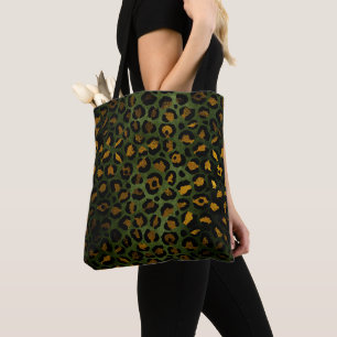 Tote Bag Motif léopard guépard vert jungle jaune