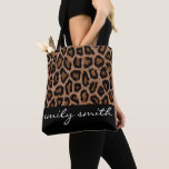 Tote Bag Motif Leopard personnalisé<br><div class="desc">Sac fourre-tout Motif de Monogramme personnalisé Leopard.</div>