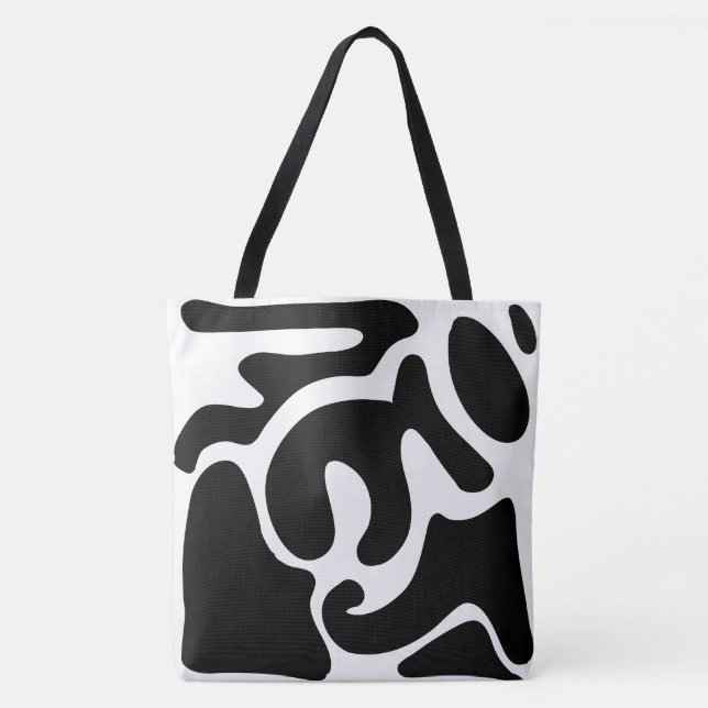 Tote Bag Motif libre moderne noir et blanc (Devant)