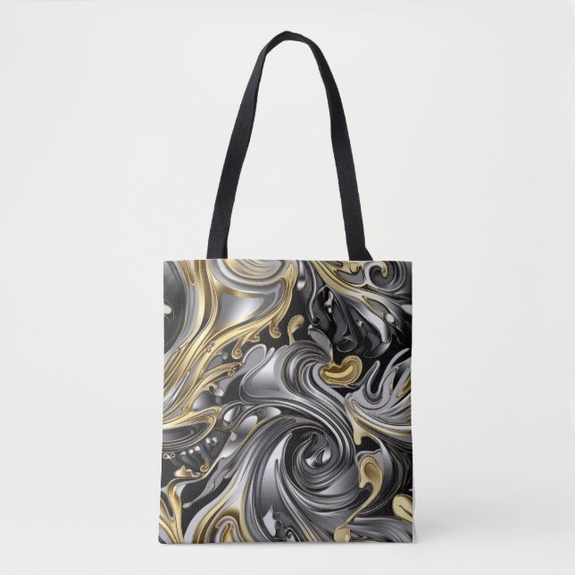 Tote Bag Motif liquide métallique (Devant)