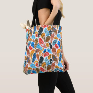 Tote Bag Motif lumineux avec plumes d'oiseaux