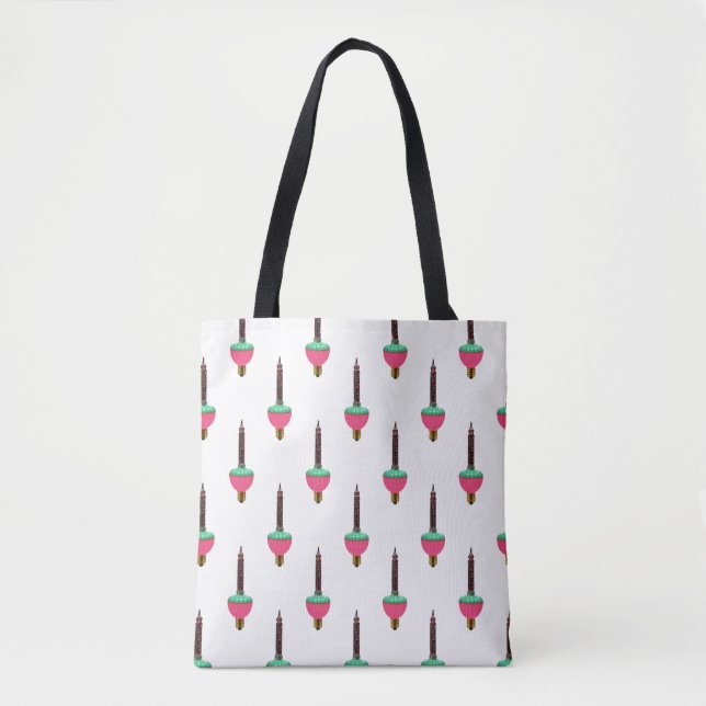 Tote Bag Motif lumineux vintage sur blanc (Devant)