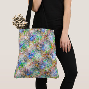 Tote Bag Motif Mandala Blanc Sur Des Tons Bijoux Colorés
