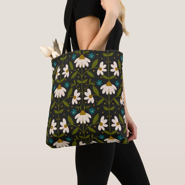 Tote Bag Motif marguerrier blanc mignon (De près)