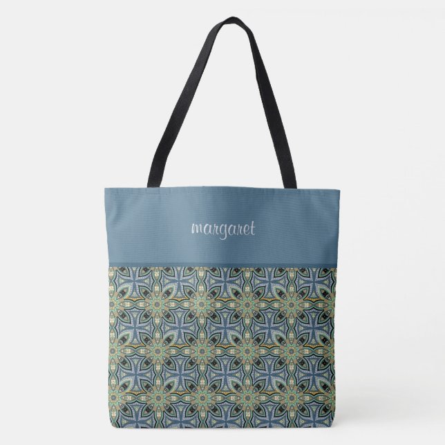 Tote Bag Motif marocain coloré Monogrammé (Devant)