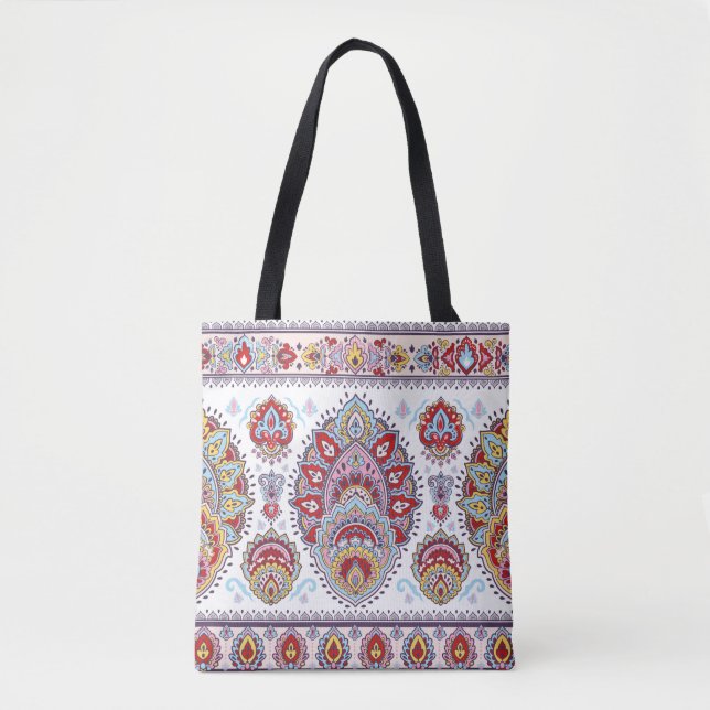 Tote Bag Motif médaillon de paisley floral indien. Ethnique (Devant)