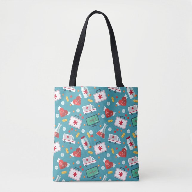 Tote Bag Motif Médicale d'icône (Devant)