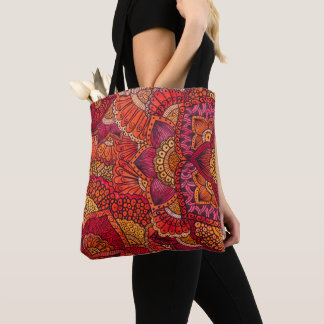 Tote bag motif mehndi mandala orange