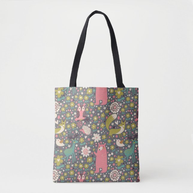 Tote Bag Motif mignon d'animaux de forêt (Devant)