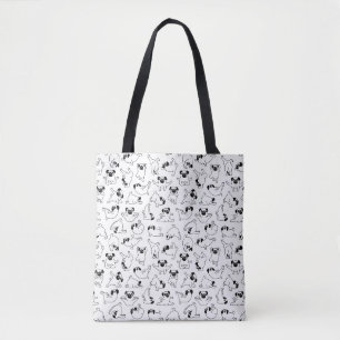 Tote Bag motif mignon de chien de yoga sur fond blanc