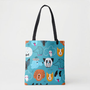 Tote Bag Motif mignon et sans couture avec des chiens drôl