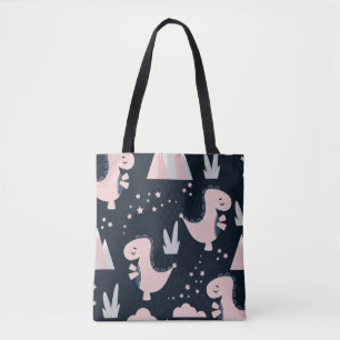 Tote Bag Motif mignon et transparent avec dinosaures roses 