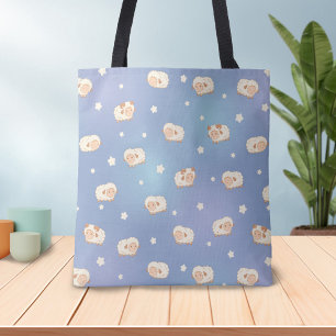 Tote Bag Motif mignon petit mouton sur bleu