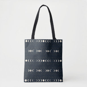 Tote Bag Motif minimaliste des phases lunaires avec des éto