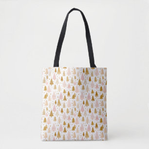 Tote Bag Motif moderne de Noël rose et or