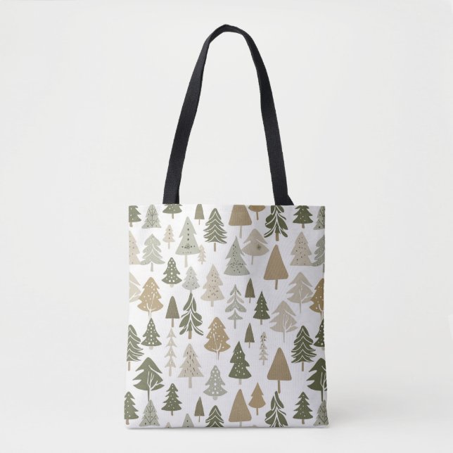 Tote Bag Motif moderne des arbres de Noël (Devant)