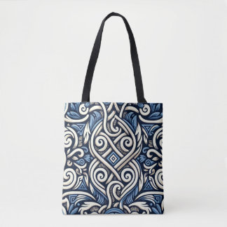 Tote Bag Motif moderne grec bleu et blanc